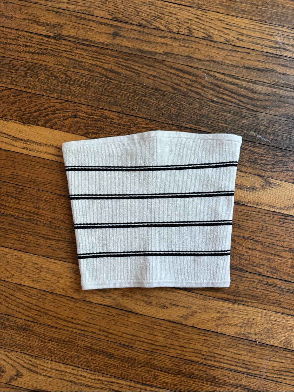 L Space White Strapless Tube Top with Black Stripes